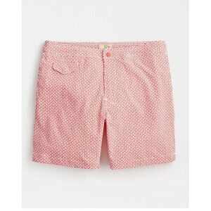 J.Crew 6" Stretch Eco Swim Trunk Nylon Shorts Maze Print Geometric Mesh Liner 34